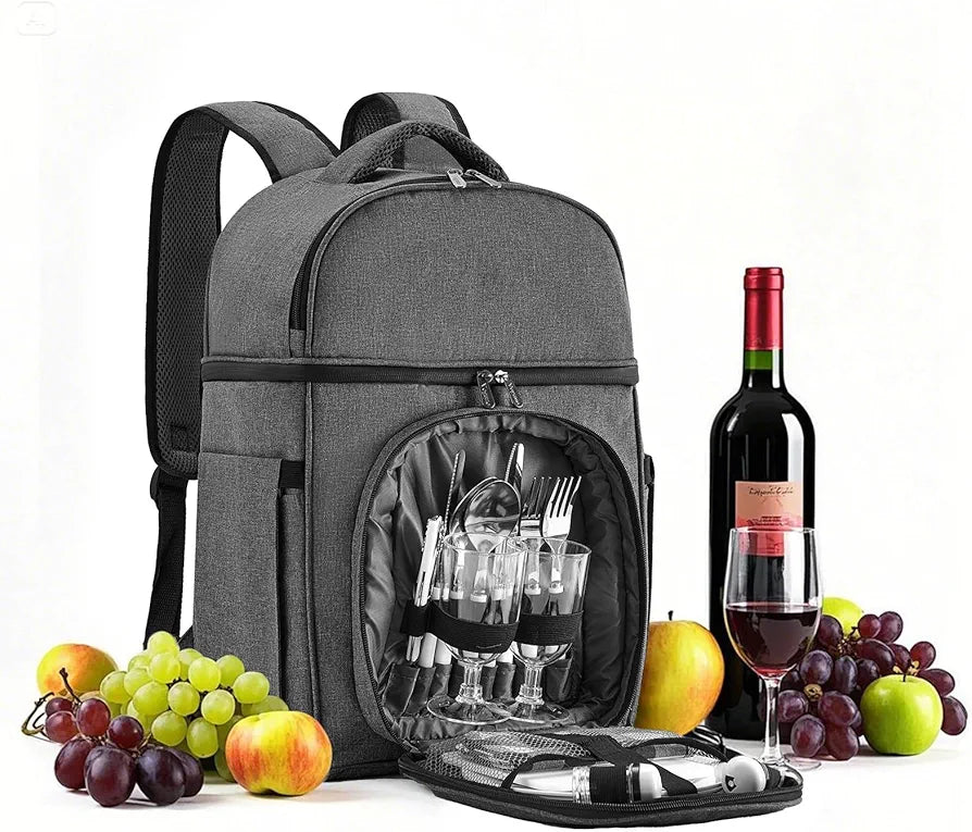 Vogano Picnic Backpack & Accessories – Insulated Picnic Set for 2
