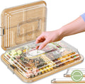 Charcuterie Board with Foldable Lid, 6 Compartments, Portable Bamboo