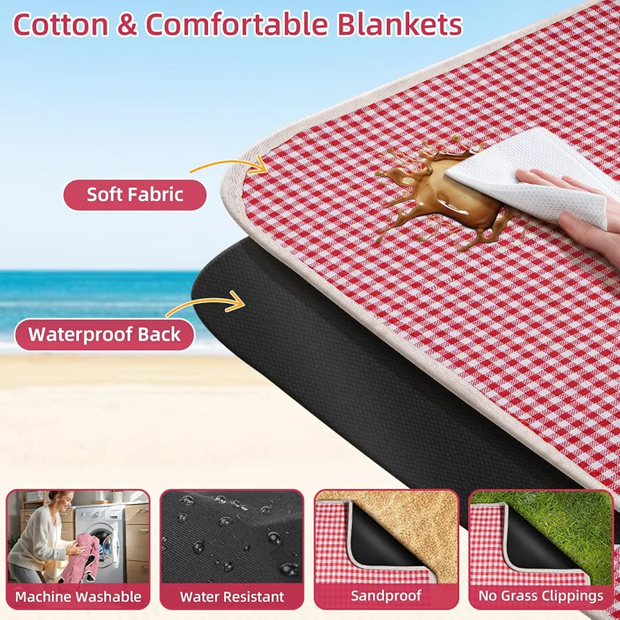 Family Picnic Basket for 4 with Table, Blanket, and Insulated Cooler