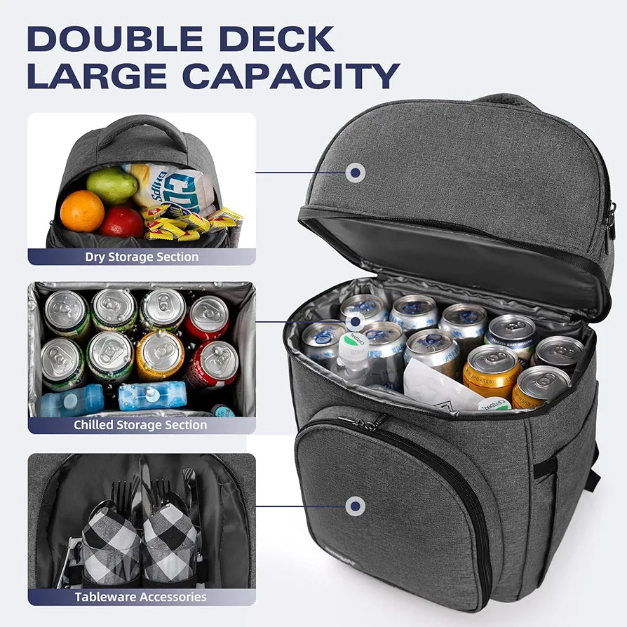 Vogano Picnic Backpack & Accessories – Insulated Picnic Set for 2