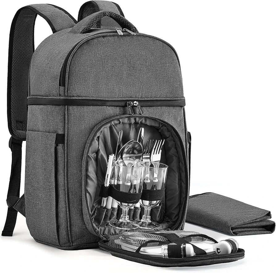 Vogano Picnic Backpack & Accessories – Insulated Picnic Set for 2